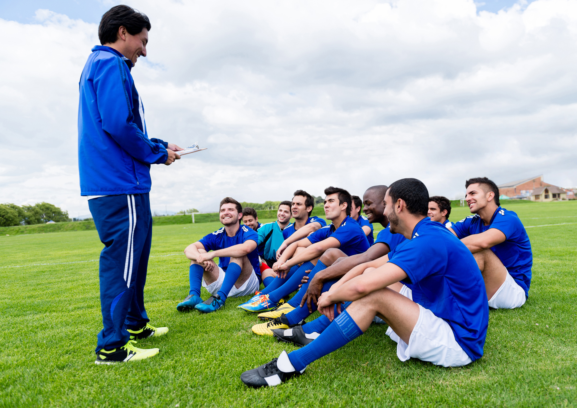 Coach with a football team